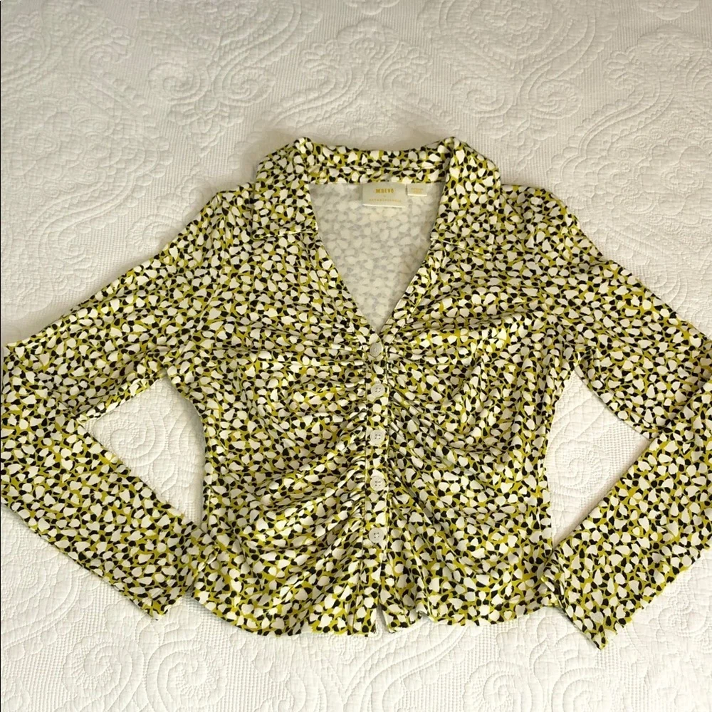 Maeve by Anthropologie Yellow and Black Floral Blouse Size M - Picture 9 of 13